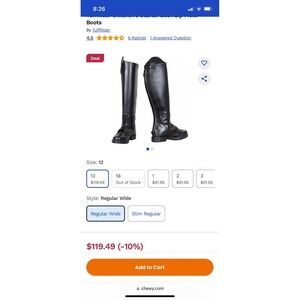 TuffRider Children's Starter Back Zip Field Boots size 12RW